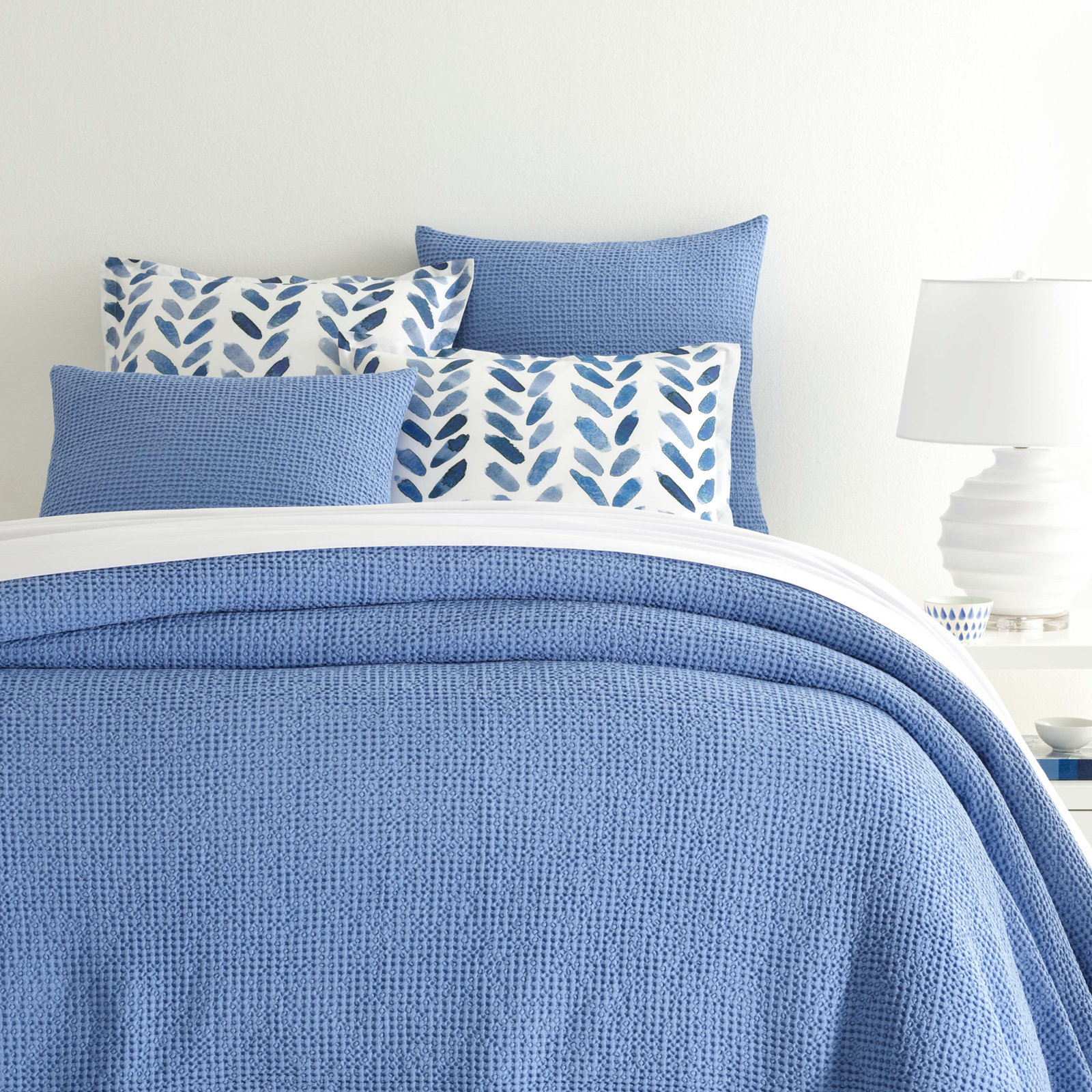 Bubble Cotton Coverlet Set, King Coverlet, French Blue