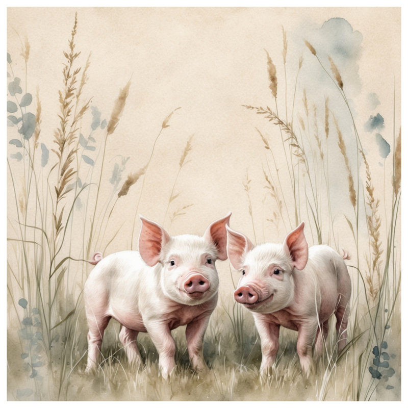 Two Piglets In Field Quilted Bedspread All Sizes, Twin
