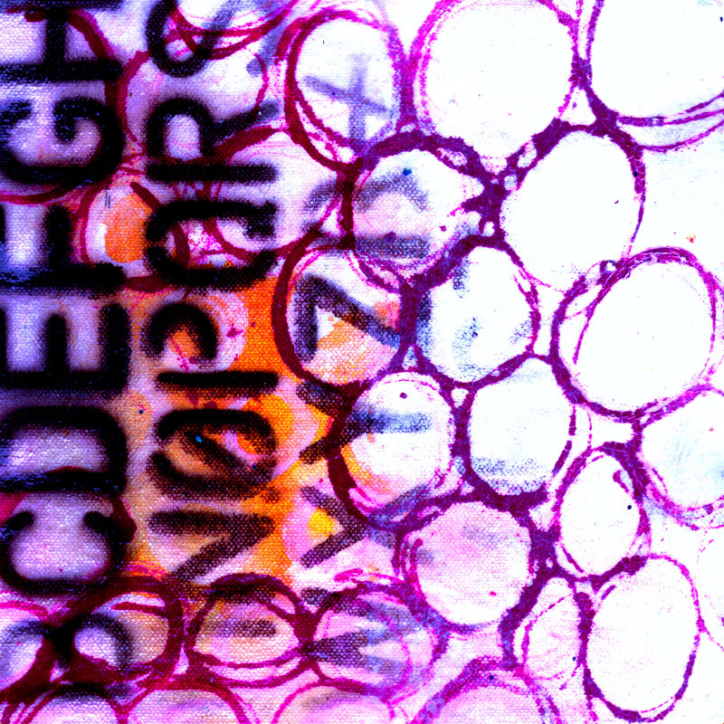 " Purple Circles " by Sophia Buddenhagen, 12" H x 12" W, No, Wrapped Canvas