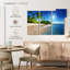 Ensoleillé, ensemble de 3 pièces d'art mural sur toile Sunny Caribbean Beach-1785920510