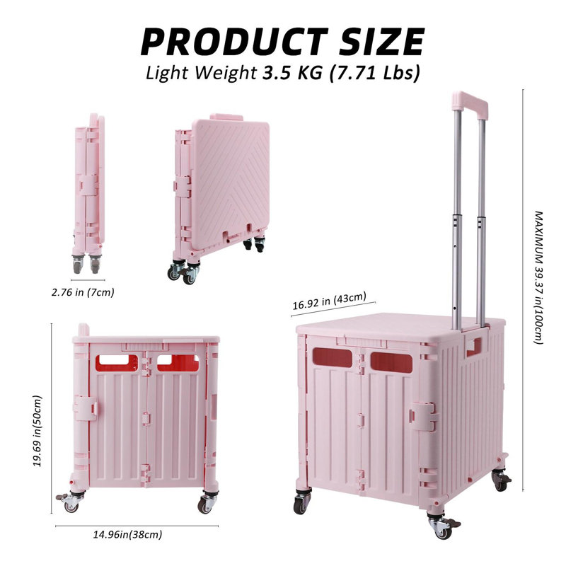 43cm H x 38cm W Utility Cart, Pink