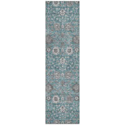 Machine Washable Indoor/Outdoor Cicel ACN1155 Teal Rug