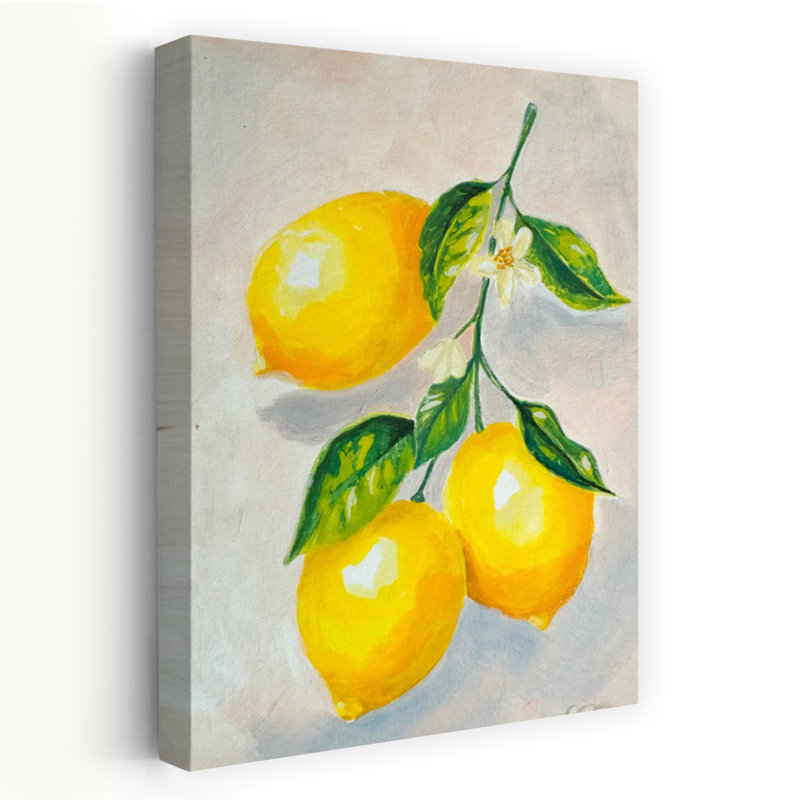 «Bright Lemon Still Life Vibrant Abstract Contemporary Flower Fruit», reproduction d'art murale, H 48 po x l 32 po