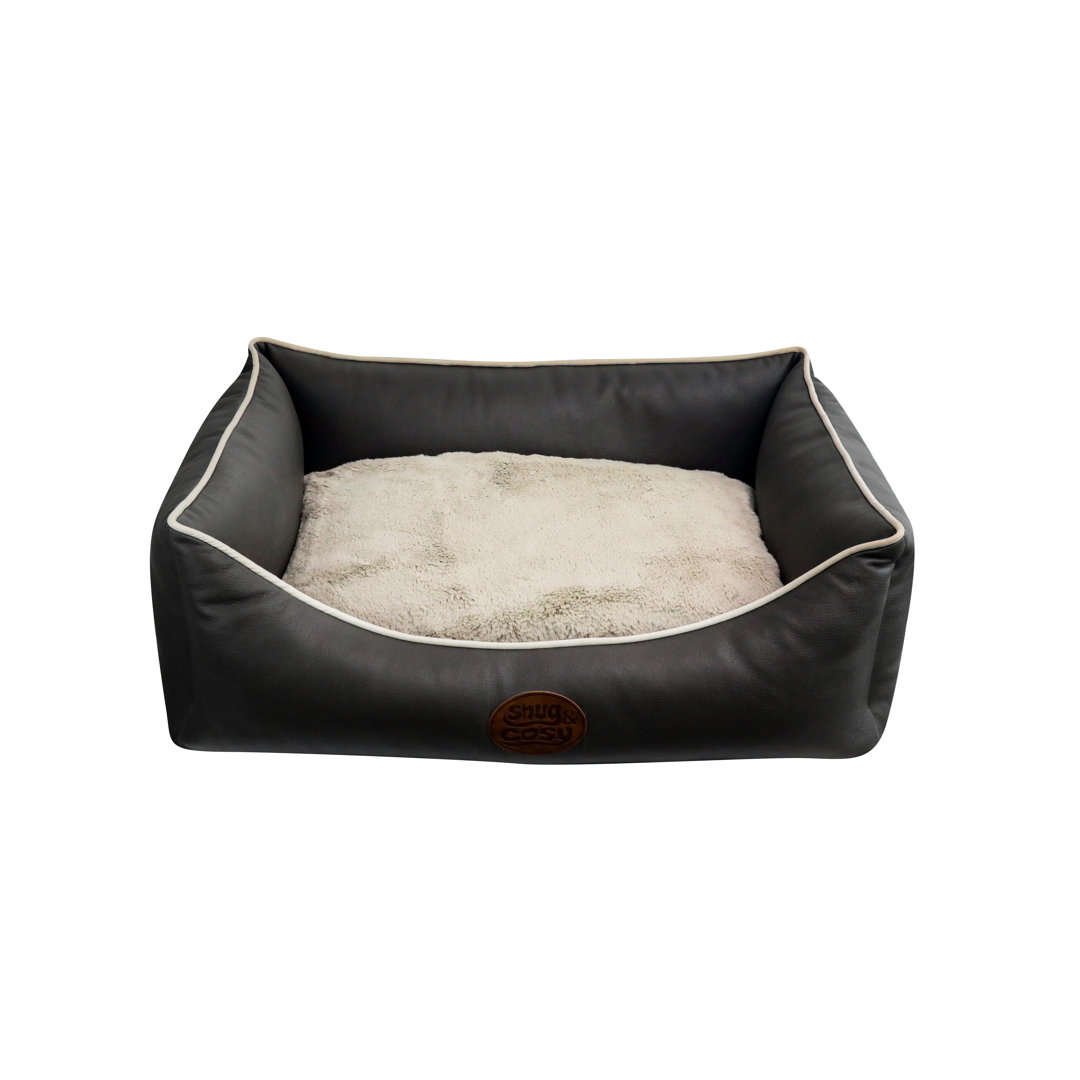 Snug And Cosy Grey Faux Leather Pet Bed