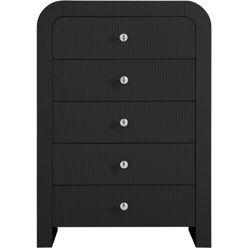 Commode 5 tiroirs Alessondra, Noir, noir, noir, noir