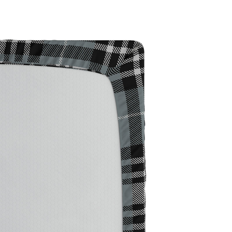 Gray Plaid Twin Brushed Microfiber Fitted Sheet