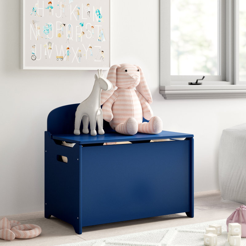 Boîte à jouets en bois massif Aster, Bleu foncé