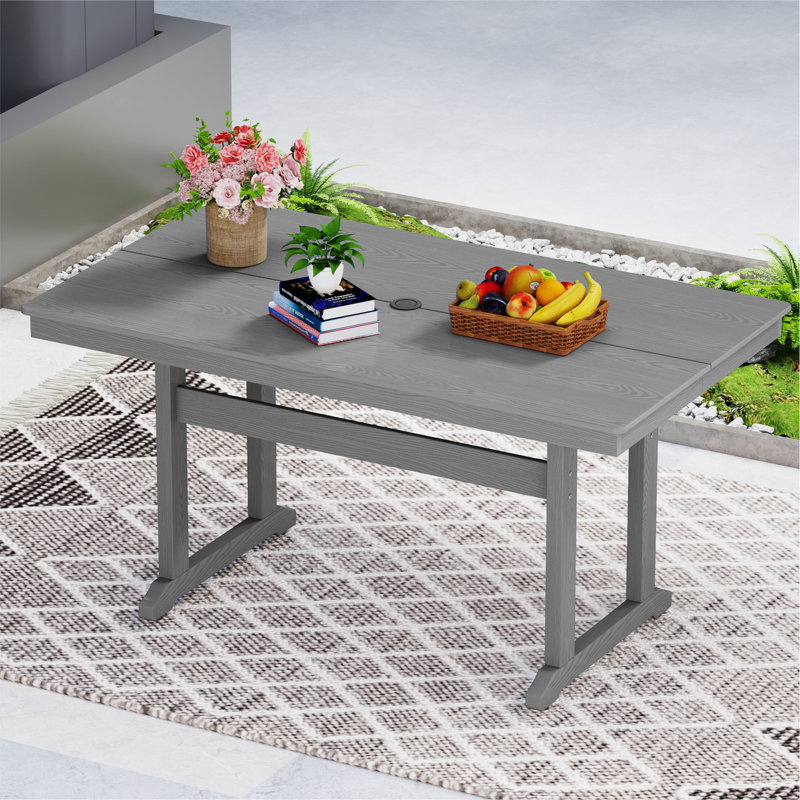Table de salle à manger de patio en PEHD résistant aux intempéries, Gris