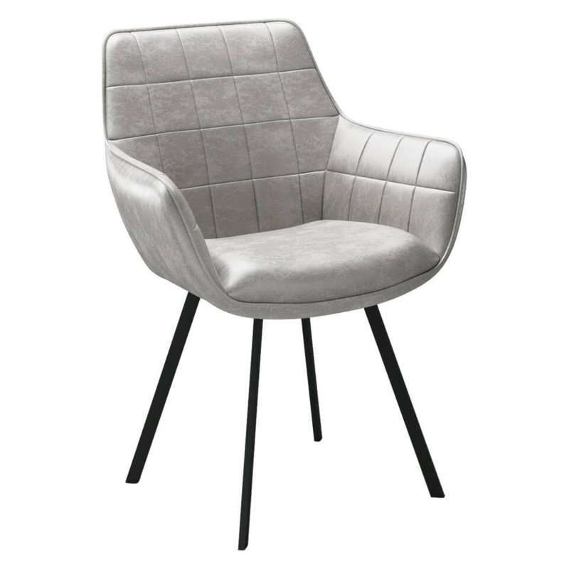 Metal Dining Chairs in Hide Leather, Light Grey