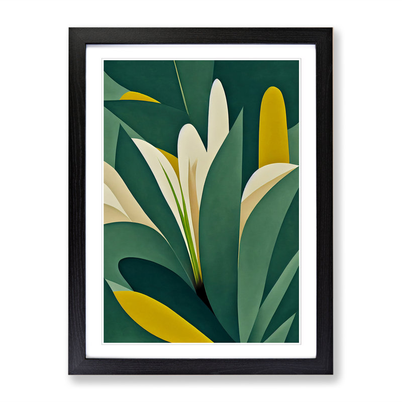 Tropical Leaves Abstract Vol.4 - Single Picture Frame Print, Black, 64cm H x 46cm W x 2cm D