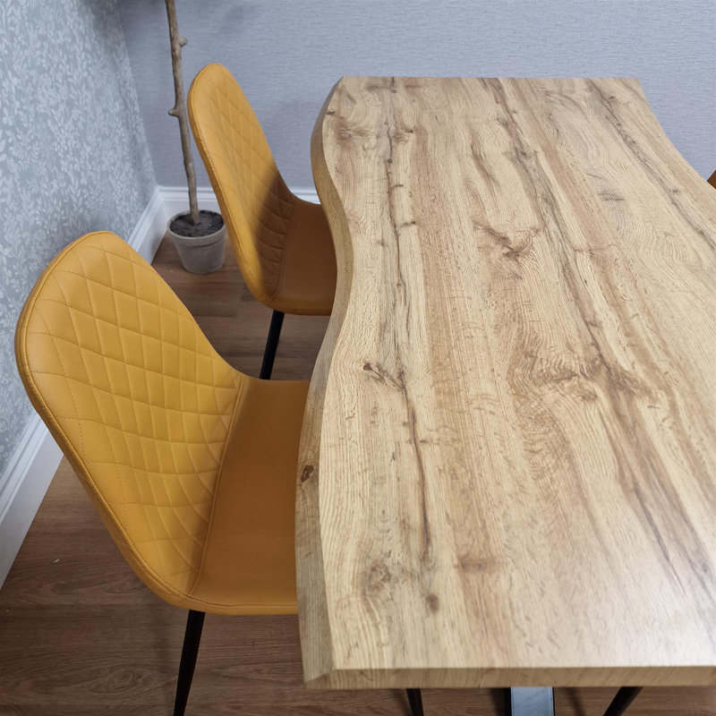 4 - Person Dining Set, Mustard, 75cm H x 117cm W x 77cm D