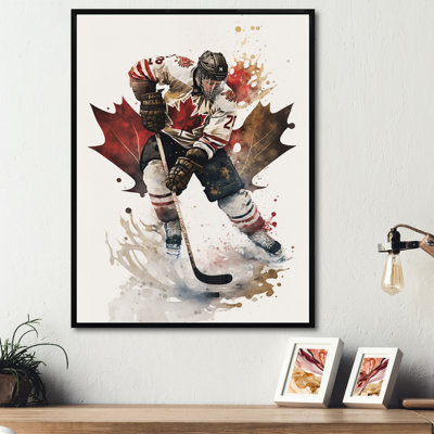 Reproduction de cadre flottant sur toile Canadian Hockey Player in Action III