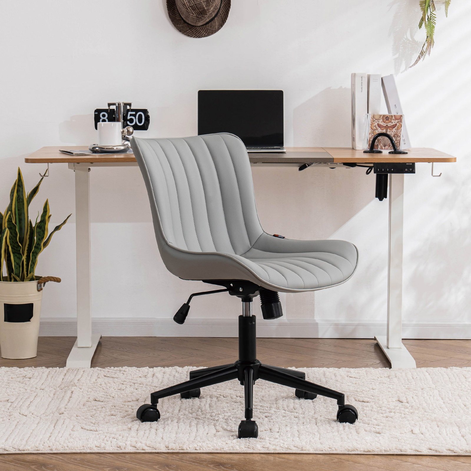 Brionni Leather Office Chair, Gray Performance Faux Leather