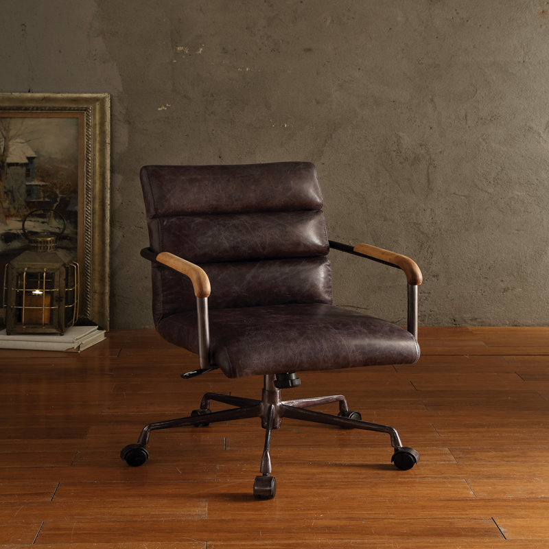 Antique Slate Top Grain Leather Office Chair, Slate