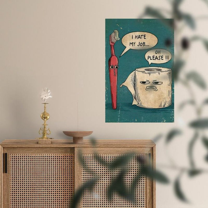 Comedic Toothbross, papier hygiénique, citation de travail, impression sur toile - Urban Studio