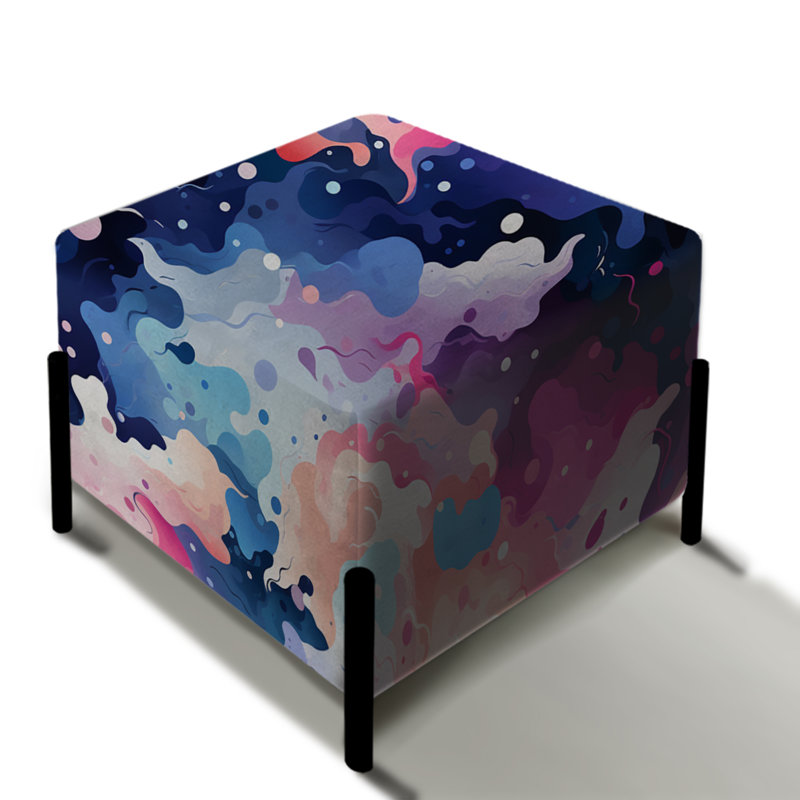 Celestial Disguise Undulation - Abstract Square Ottoman