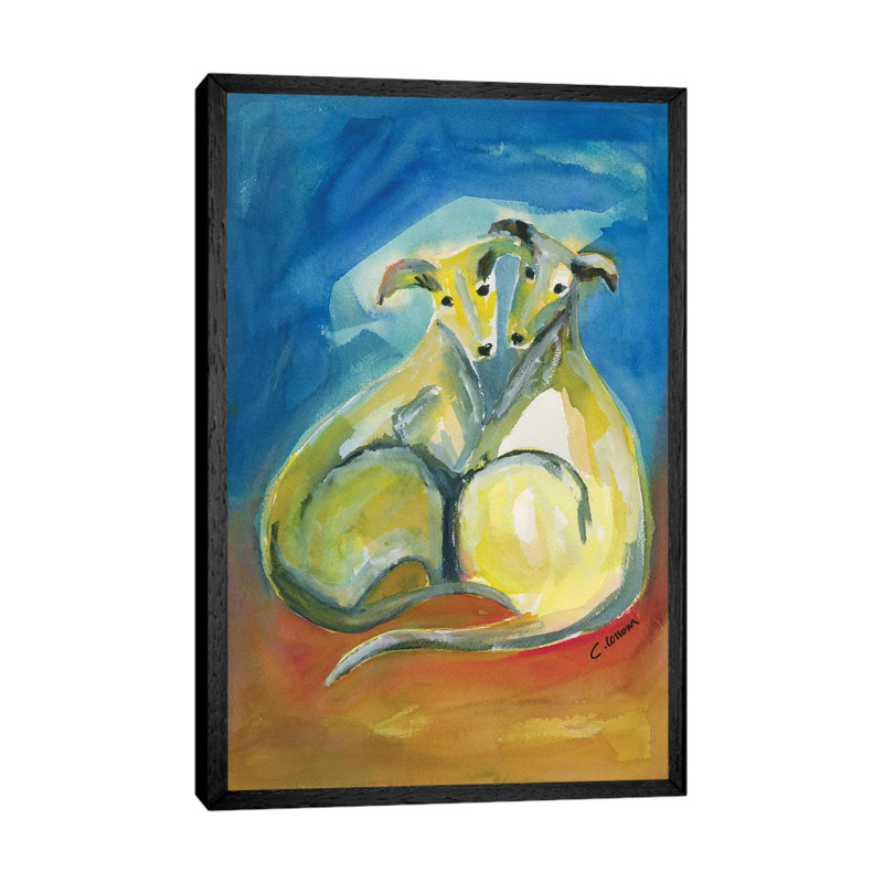 Moonglow Hounds by Connie Collum - Painting on Canvas, 101.6cm H x 66.04cm W x 3.81cm D, Black Framed