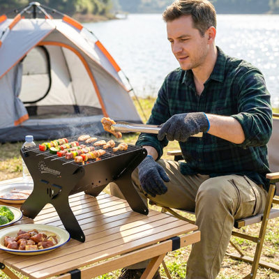 Outsunny 30cm W Portable Charcoal Grill