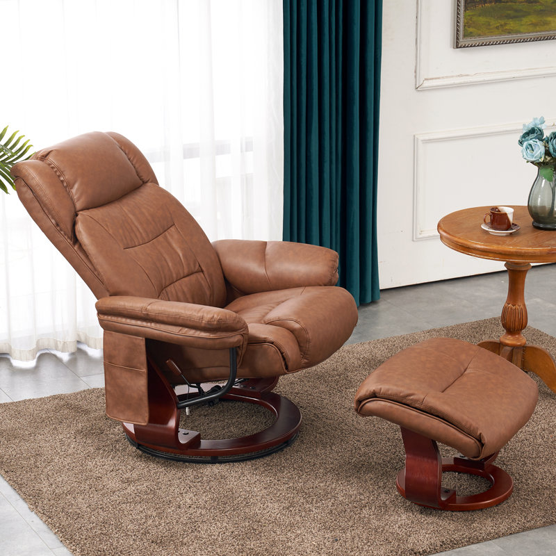Saddle Faux Leather Swivel Recliner with Massage and Metal Base