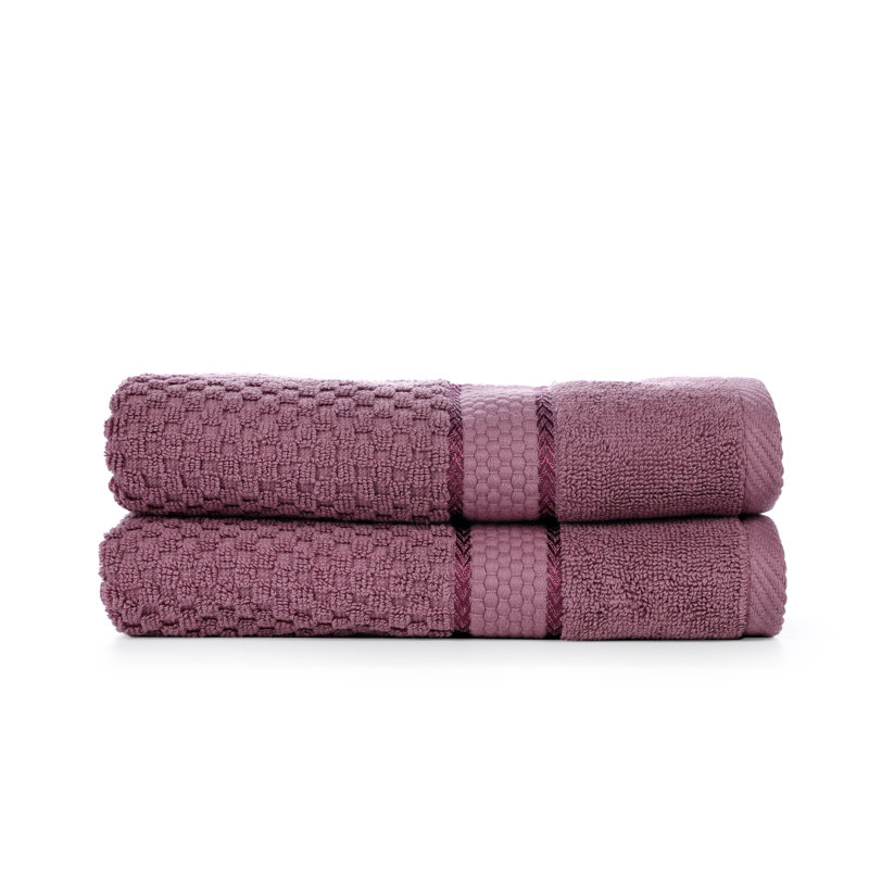 Collection de serviettes texturées 100% coton Mulaayam, Mauve raisin, Essuie-mains - paquet de 2