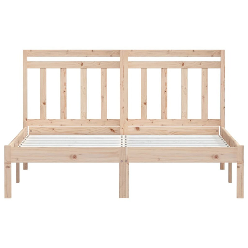 Bed Frame Solid Wood, 140 x 190cm, Natural