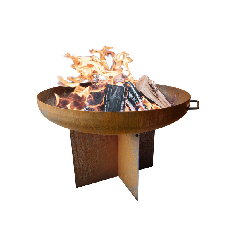 Vitiello Round Steel Smokeless Fire Pit, Black/Corten