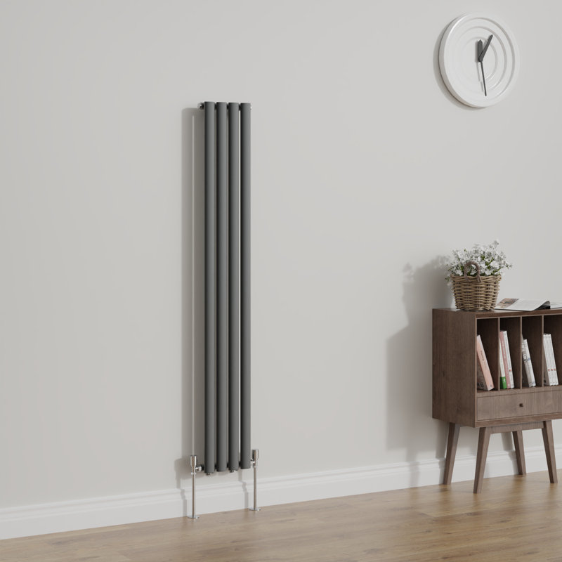 Shoshana Vertical Oval Panel Radiator, Normal Black, 160cm H x 59cm W, 1