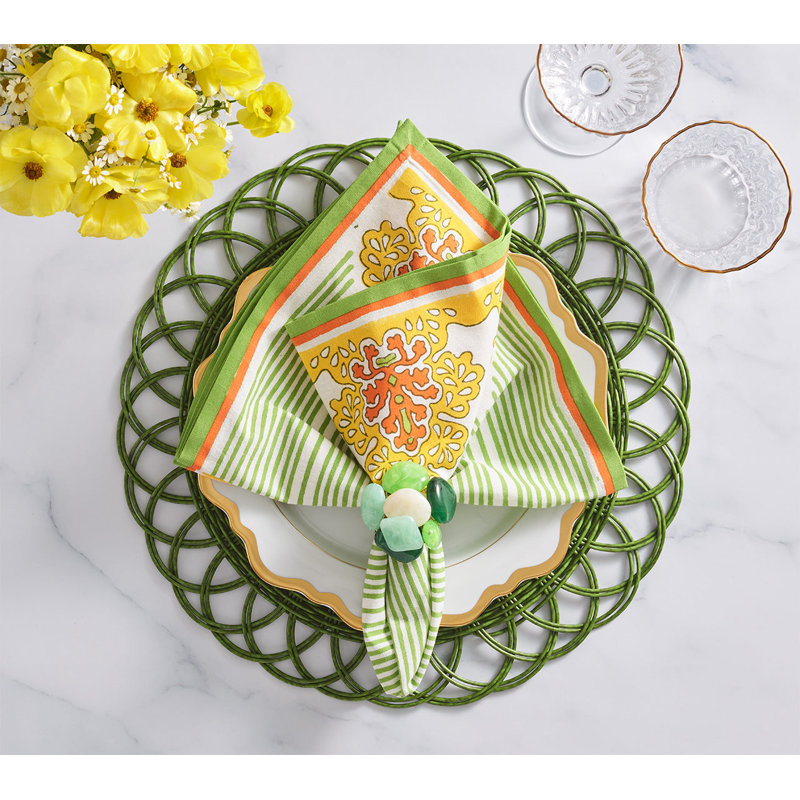Filigree Napkin, White/Yellow/Green