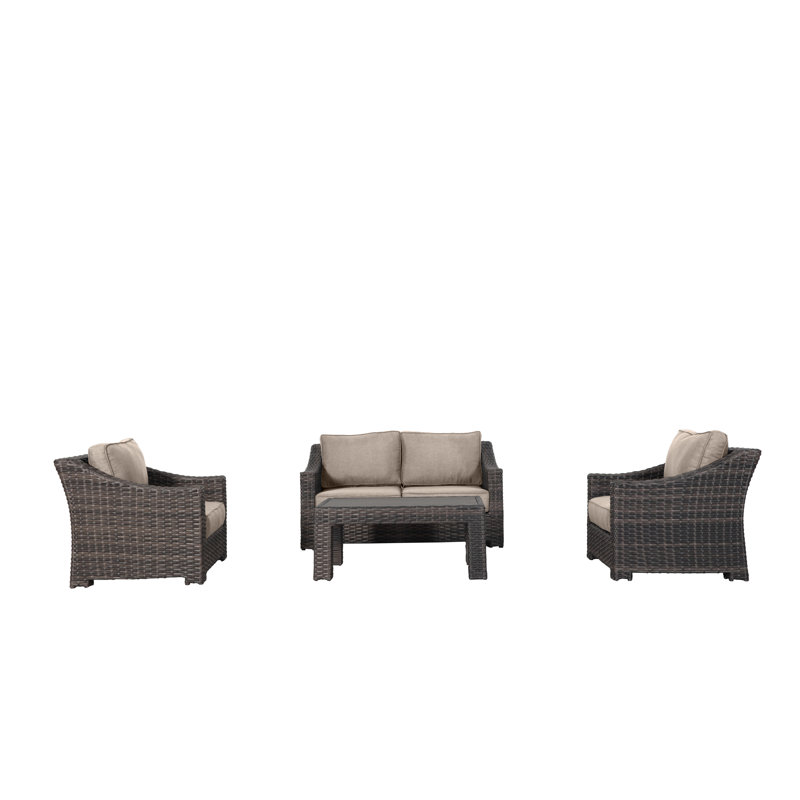Ensemble de conversation d'extérieur pour 4 personnes avec coussins Stets, Beige clair