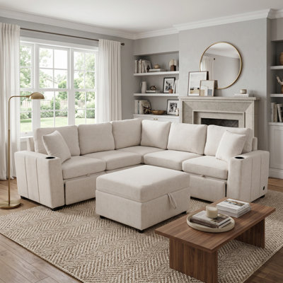 Canapé-lit modulaire en L 84,7 po Chenille