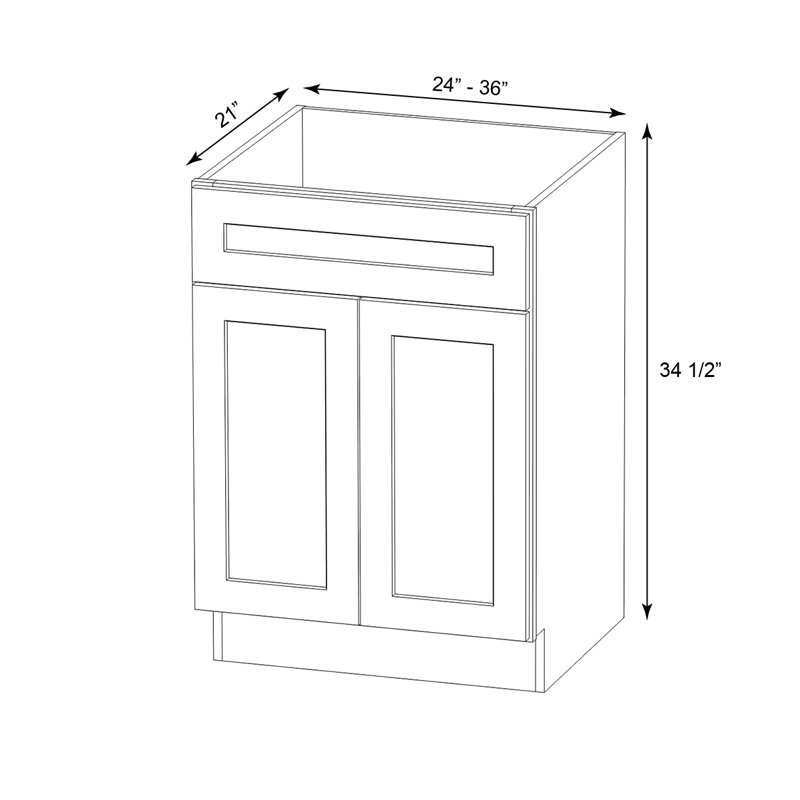 Meuble-lavabo simple Kindwood Eco Shaker à assembler, 2 portes, Grey, 36