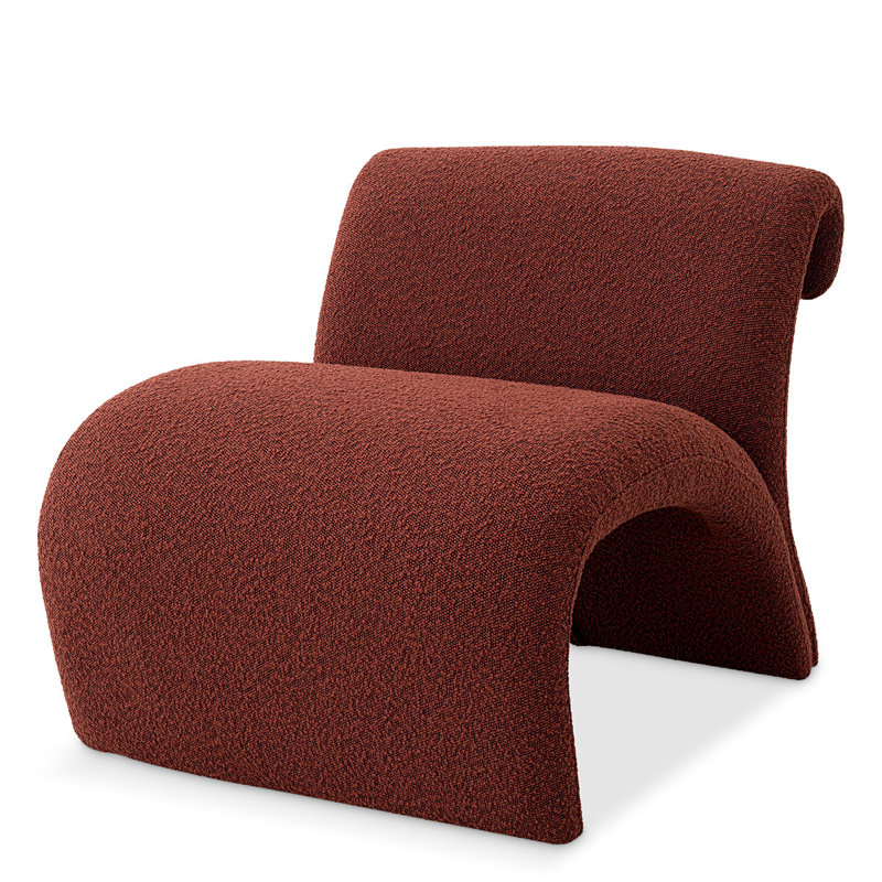 Vignola Armless Chair, Bouclé Rouge Polyester Blend