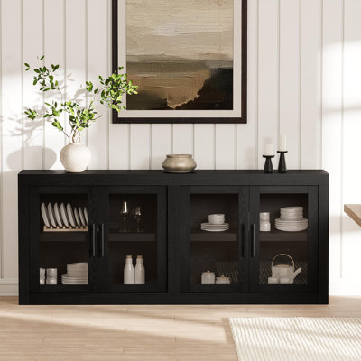 Sideboard Buffet Cabinet, Mid Century Modern Accent Cabinet with Doors, Wood Coffee Bar Media Console Credenza