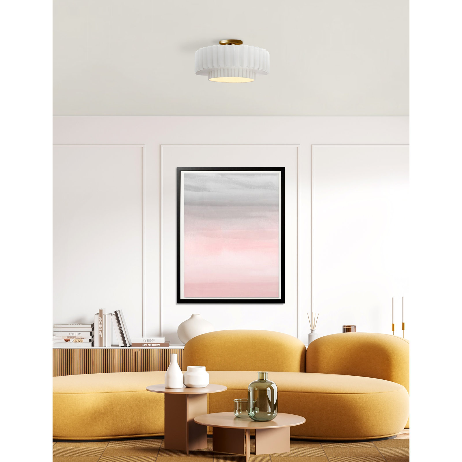 8" H x 16.5" W x 16.5" D, Bisque, Brushed Nickel