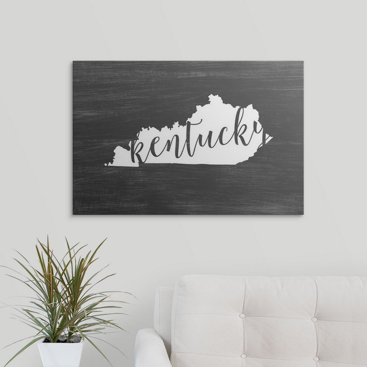 «Home State Typographie Kentucky», impression de cercle intérieur, H 16 po x l 24 po x P 1,5 po, Toile