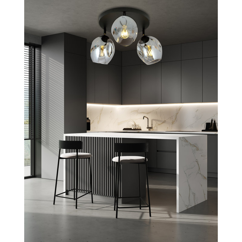 Goodfellow Glass Semi Flush Mount, Graphite