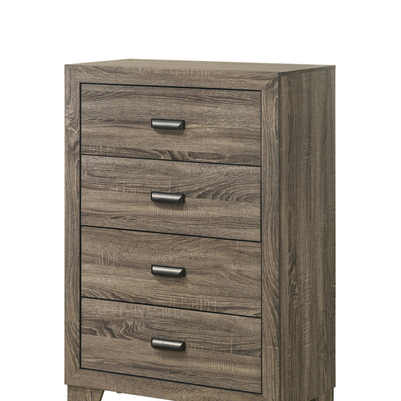 Commode haute 4 tiroirs 1pc avec quincaillerie en métal rustique