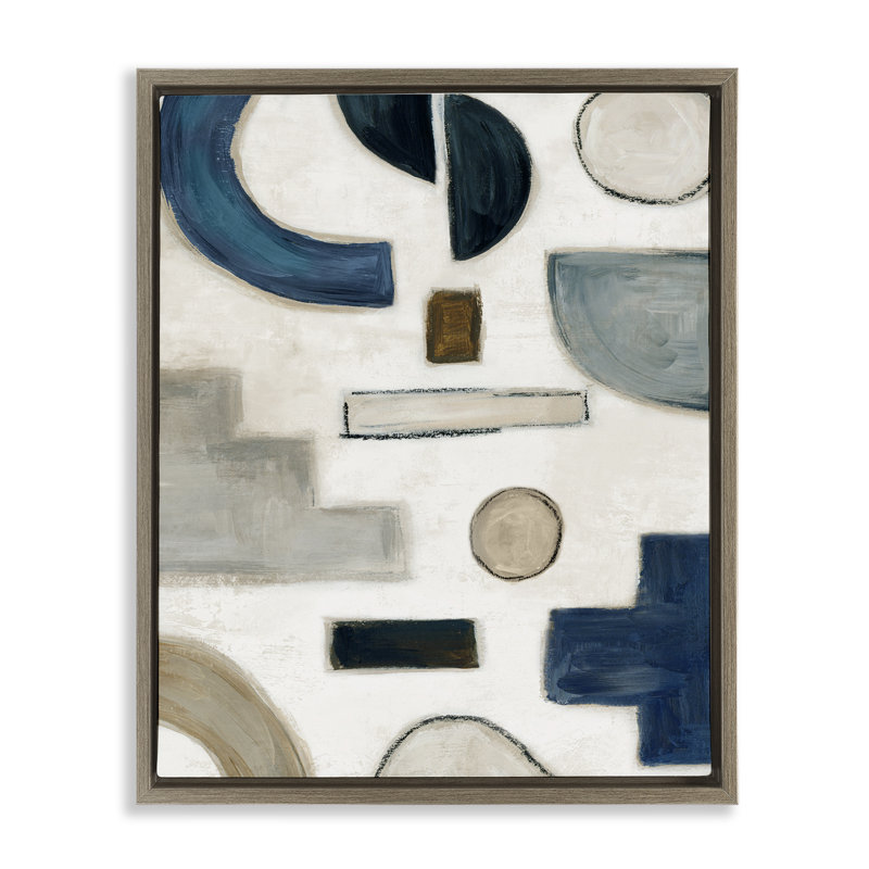  «Neutral Shapes» par Emma Peal, H 31 po x l 25 po, Cadre flottant orme Montalcino