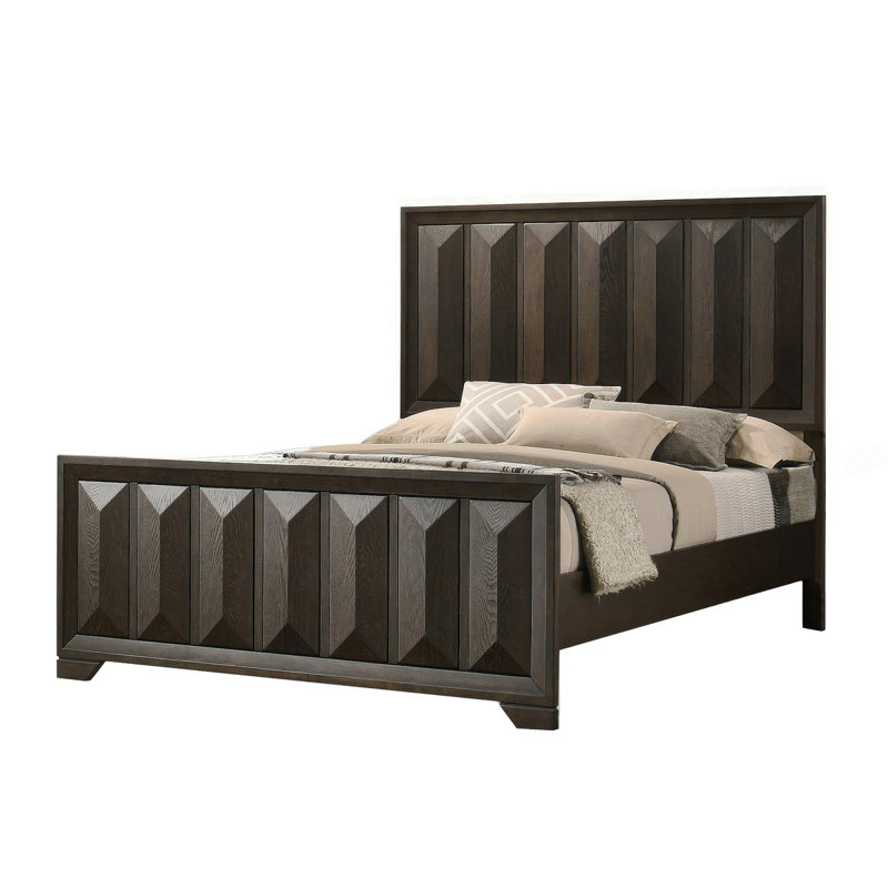Mobilier de chambre à coucher de style moderne avec tête de lit espresso 1pc, Très grand lit