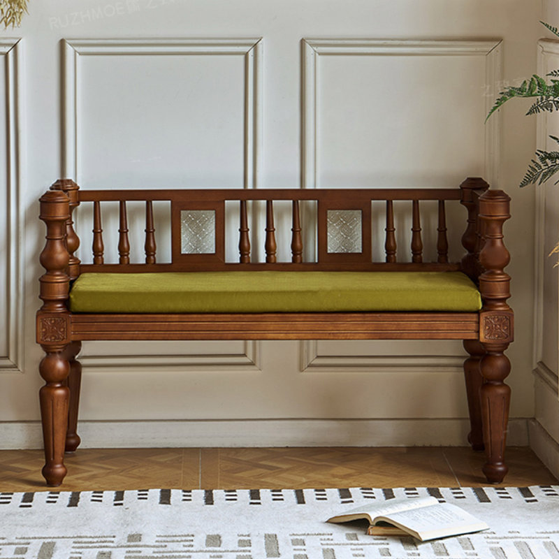 Banc de bout en bois massif de style américain rétro