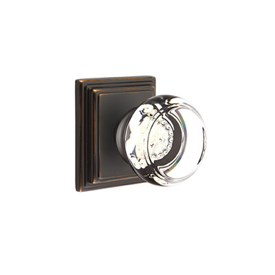 Ensemble de boutons de passage Emtek avec rosette Wilshire et bouton de verre Georgetown