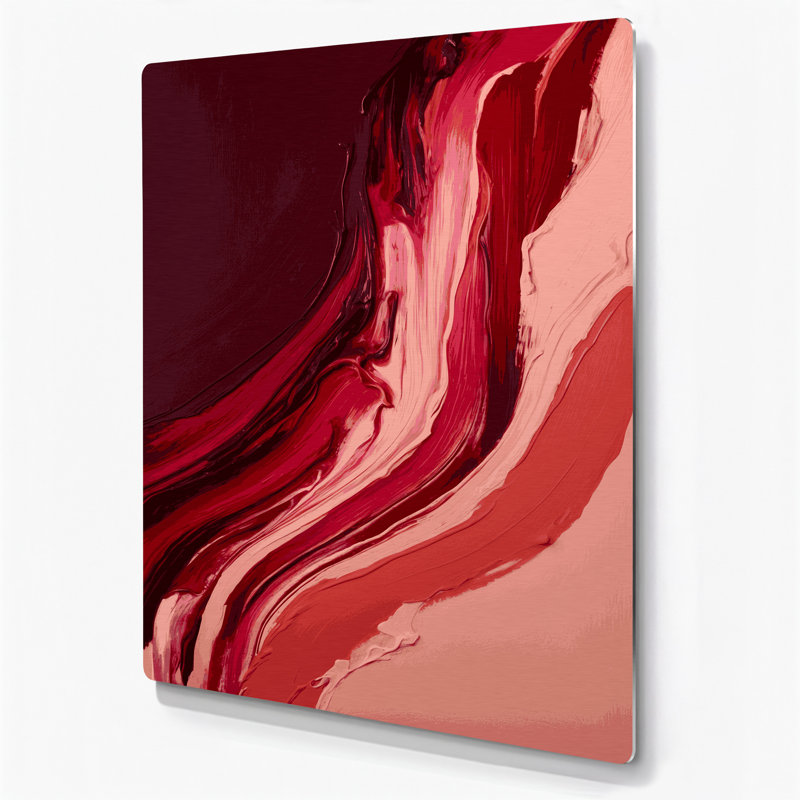 Abstrait couleur champ 8 rouge, art mural en métal, H 20 po x l 24 po