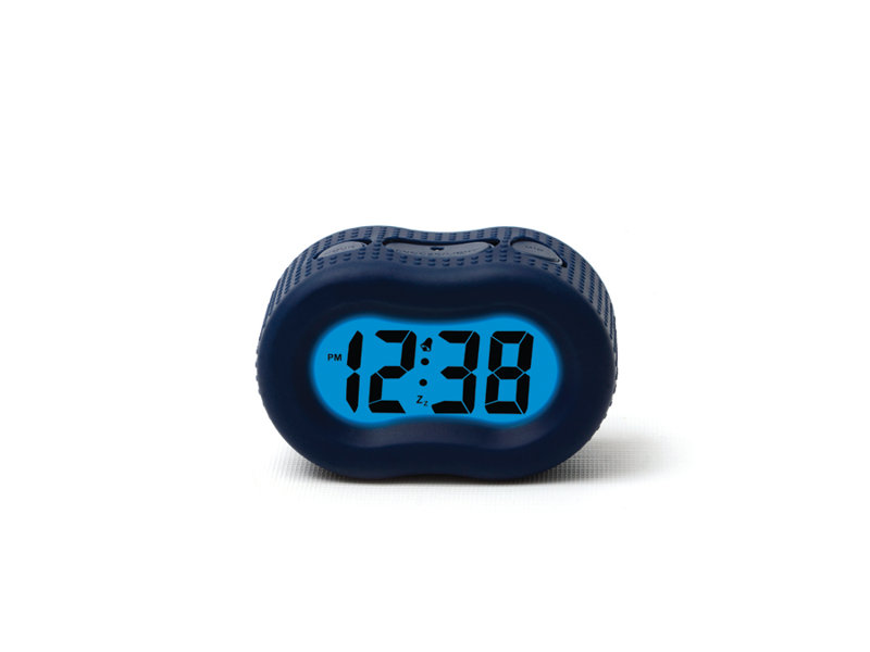Digital Rubber Electric Tabletop Clock with Alarm, Blue