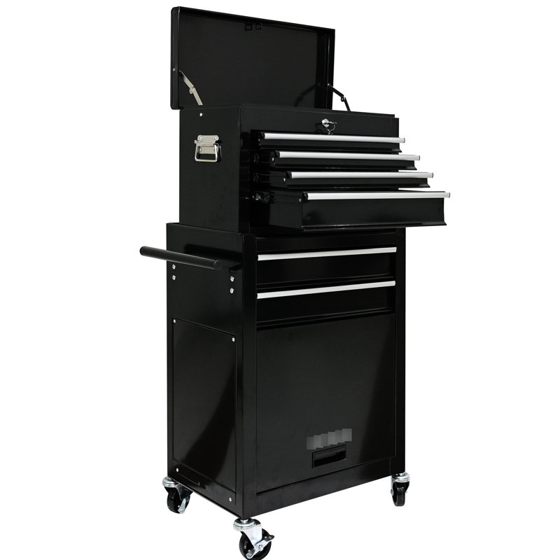 6 Rolling Toolbox With Lock And Black Wave Pattern Diamond