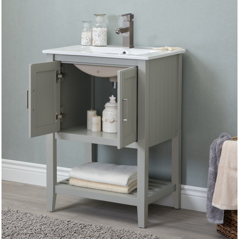 Meuble-lavabo simple 24 po Petersburgh, Blanc / gris