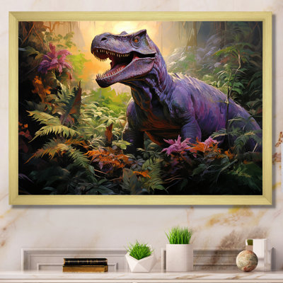Dinosaure préhistorique dans la jungle - art de mur de dinosaure