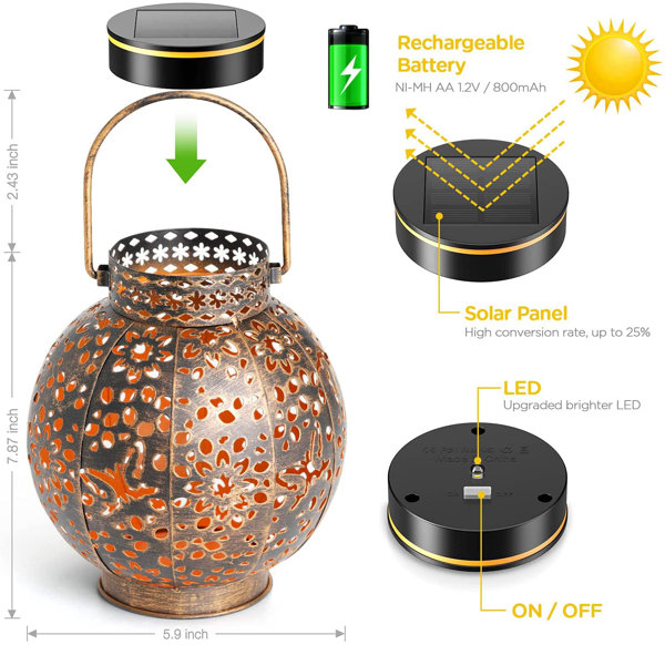 KOOPER 10.3'' Solar Powered Integrated LED Outdoor Lantern  Reviews  Wayfair