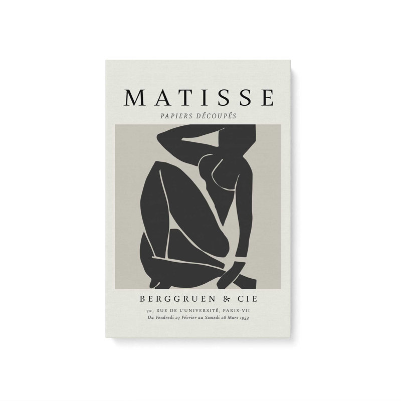 Matisse's Nude III en noir, Toile tendue, H 36 po x l 24 po x P 1,25 po