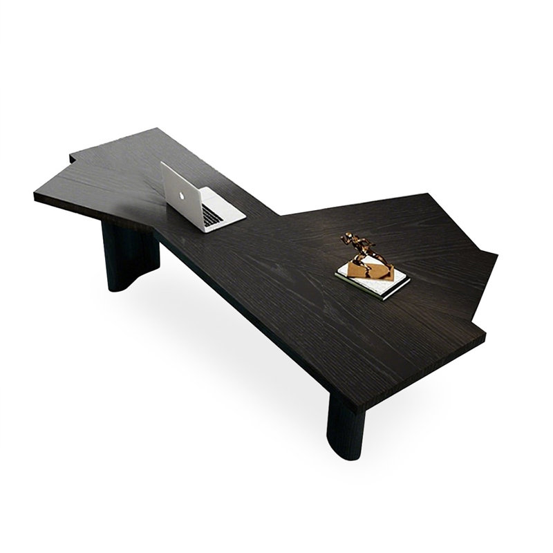 Bureau en bois massif noir Free Form, Noir, H 29,53 po x l 70,87 po x P 39,37 po