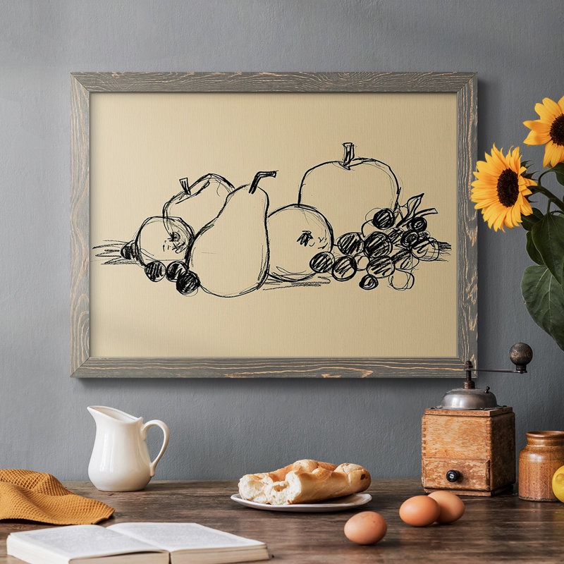 Graphite Fruit II-2778438, reproduction d'art sur toile, Gris, H 22 po x l 32 po x P 1,5 po